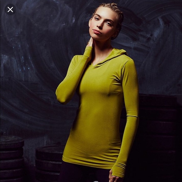 Free People Tops - Free People Women's Yellow Hooded Layering Tee XS